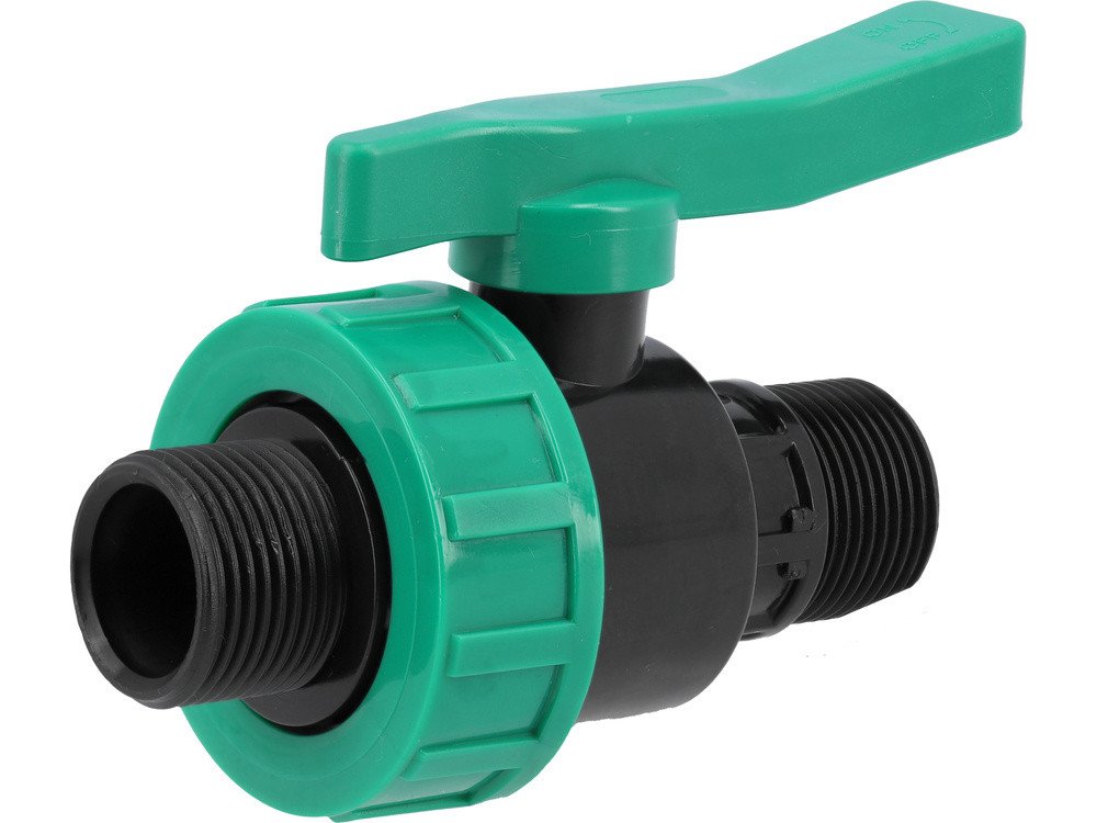 Кран кульовий до водяних пластикових труб  Ø= 1" Х 1" M/M-різьб FLO з поліпроп, для тиску 16Bar