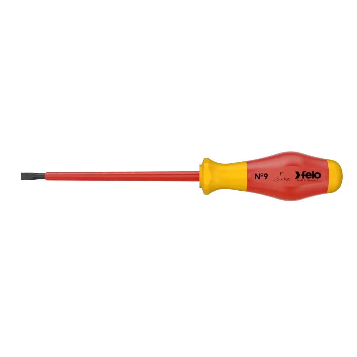 Отвертка высоковольтная FELO 1000V шлиц 5,5х1,0x125х100 мм (91305590)