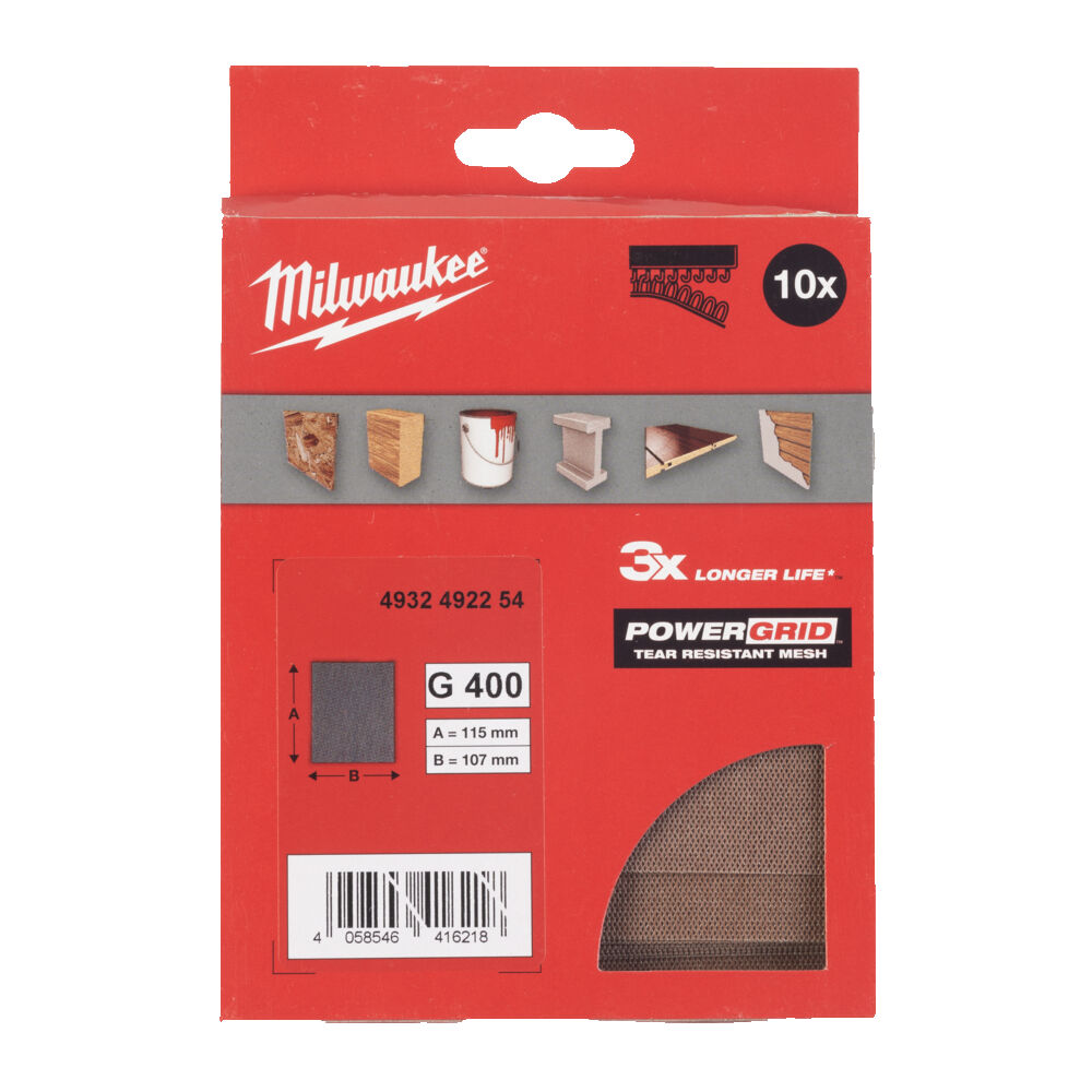 MILWAUKEE Сетчастые шлифлисты для вибрационных шлмфмашын 115x107 HL G80 - 10 шт. | 4932492249