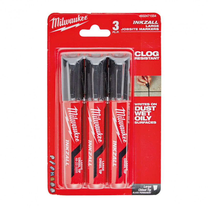 MILWAUKEE Маркер для будмайданчика InkZAll , великий (L), чорний (3шт) | 4932471554