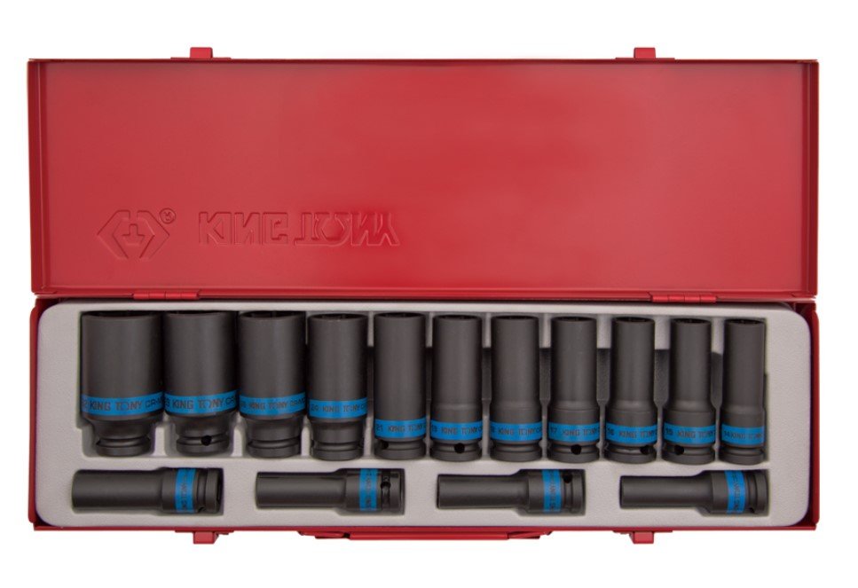 KING TONY Набор головок ударных 1/2" 15 ед. 12-ти гранные,длинные, 8-24мм | 4815MP05