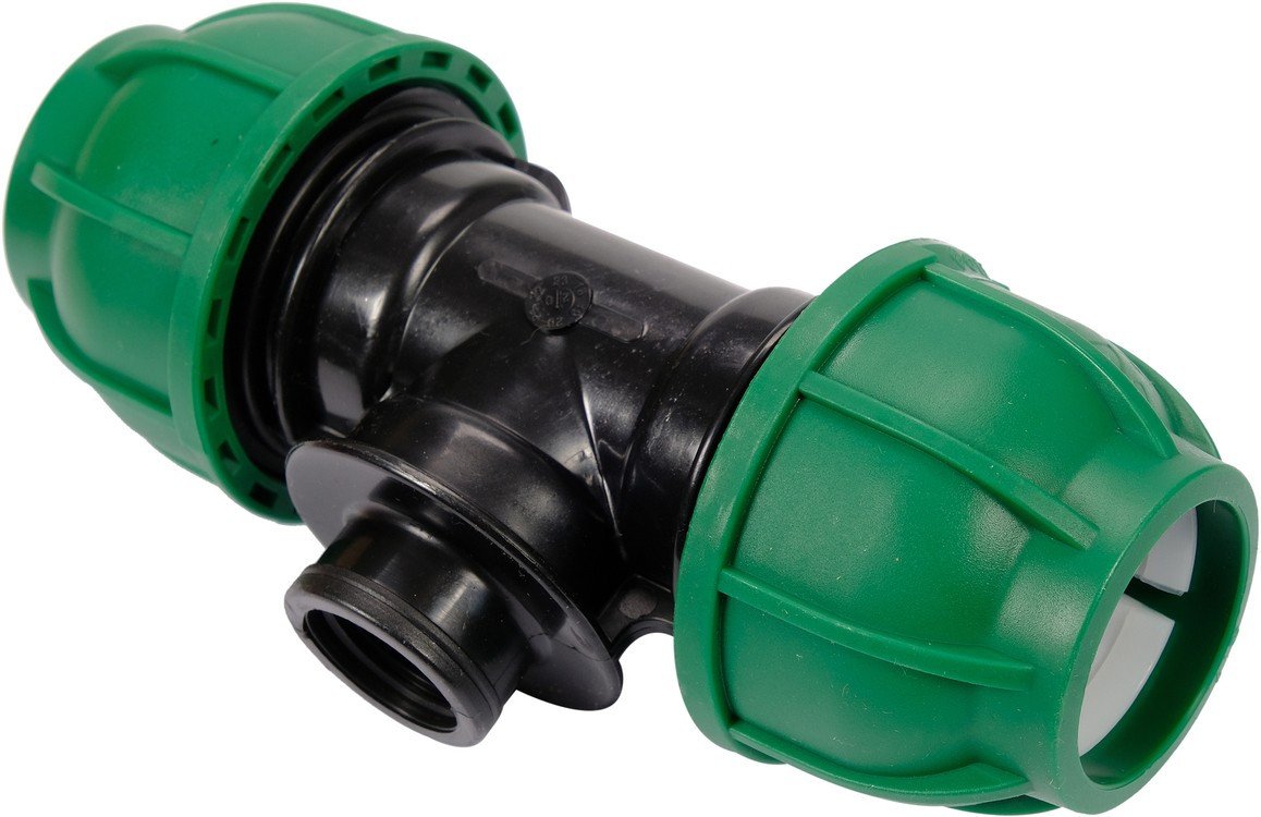 FLO Трійник сполучний водяних пластикових труб 32 мм- 1/2"- 32 мм поліпропіленовий, для тиску 1 MPa 