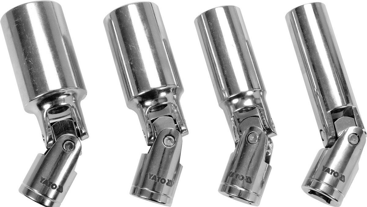 YATO Головки торцеві до "свічок" двигунів з шарнірним приводом YATO, квадрат 3/8", М14, 16, 18, 21 м