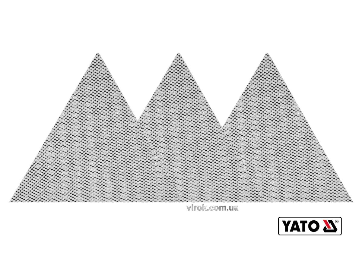 YATO Сітка абразивна, тверда, трикутна, на липучці, до шліфмашини : G150, l= 280 мм, 3 шт (DW)