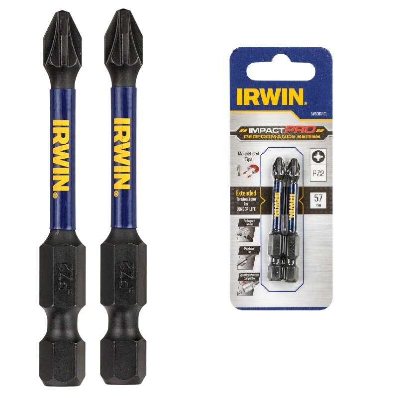 IRWIN Бита IMPACT PRO 1/4"/57мм PZ2 2шт, | IW6061401