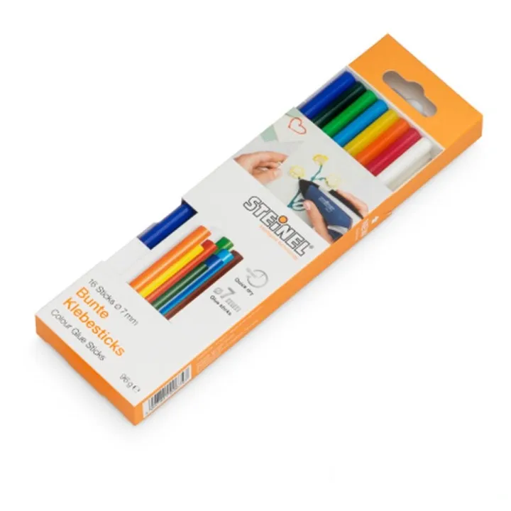 Стержни термоклеевые STEINEL - Color-Sticks 7 мм цветные 96 г (16 шт) (006969)