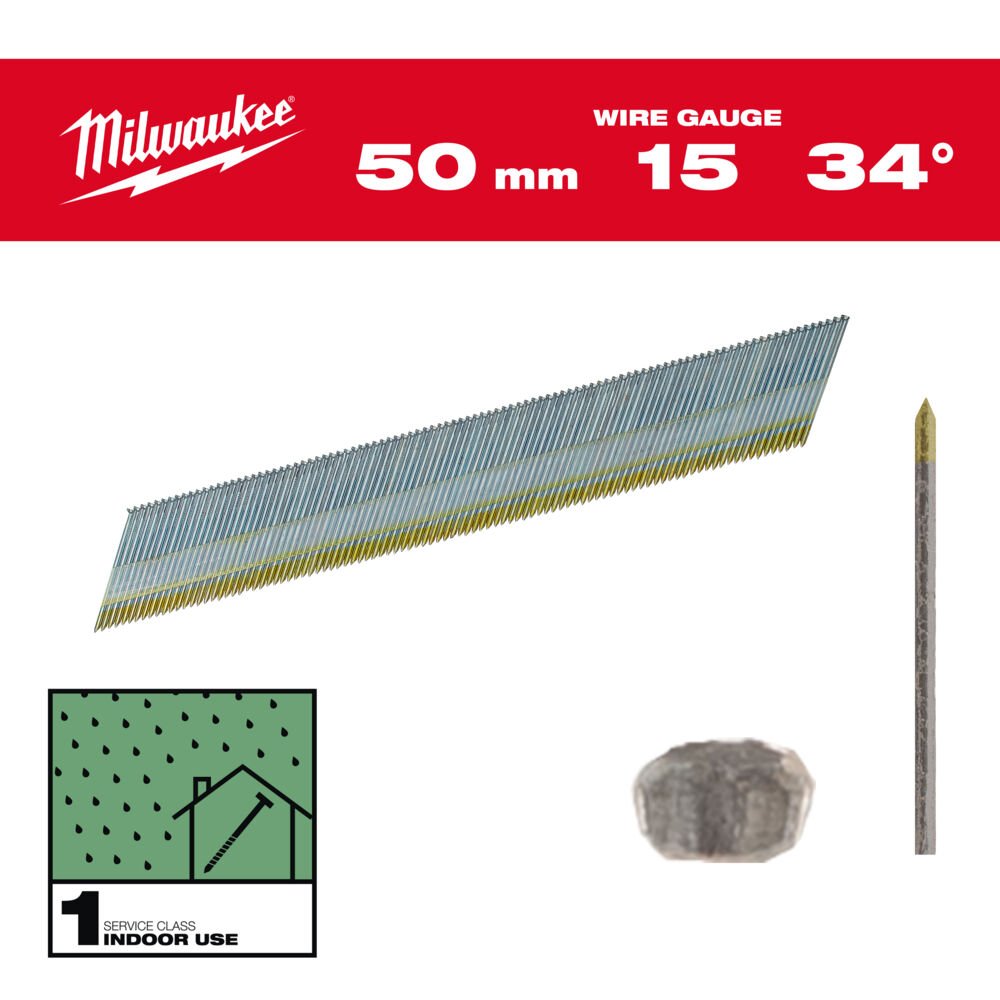 MILWAUKEE Цвяхи 15G, 34°/50мм, (2500шт.) | 4932492577