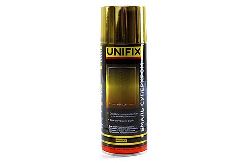 Эмаль акриловая суперхром зеркальное золото глянец 400мл UNIFIX