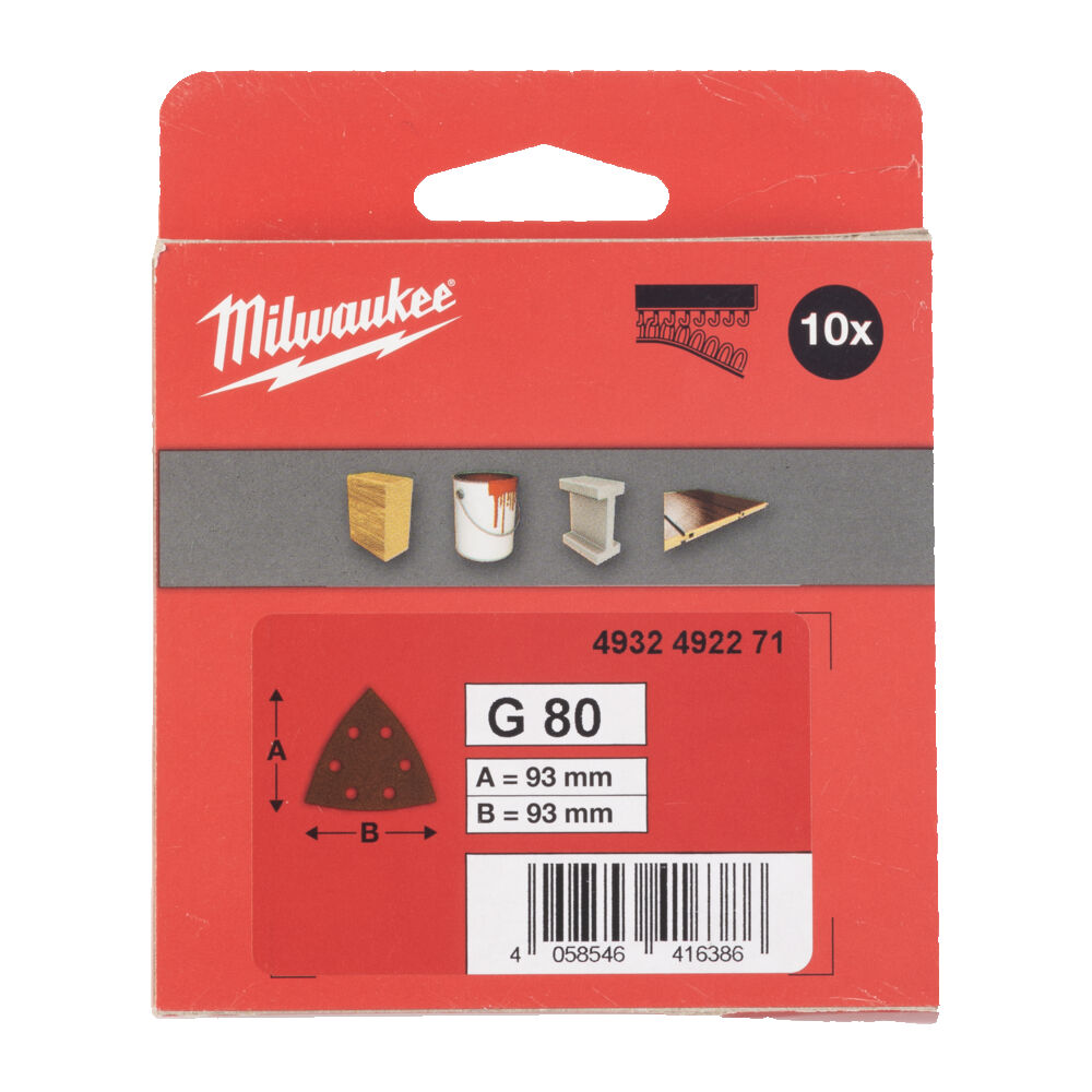 MILWAUKEE Шлифовальные листы 93x93/6 HL G80 - 10 шт. | 4932492271