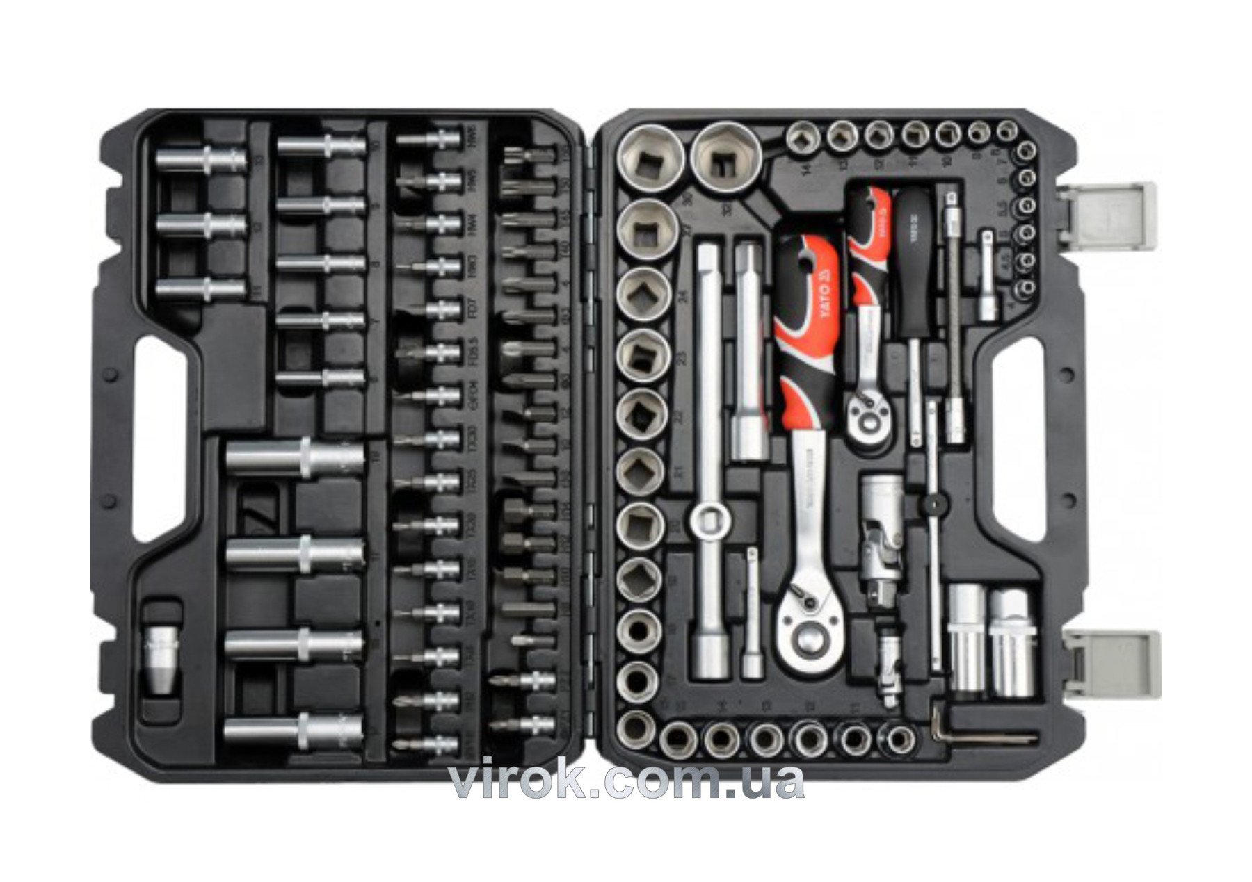 YATO Набір головок торцевих YATO : квадрат 1/2", 1/4" з інструментами. 94 шт.  | YT-12681