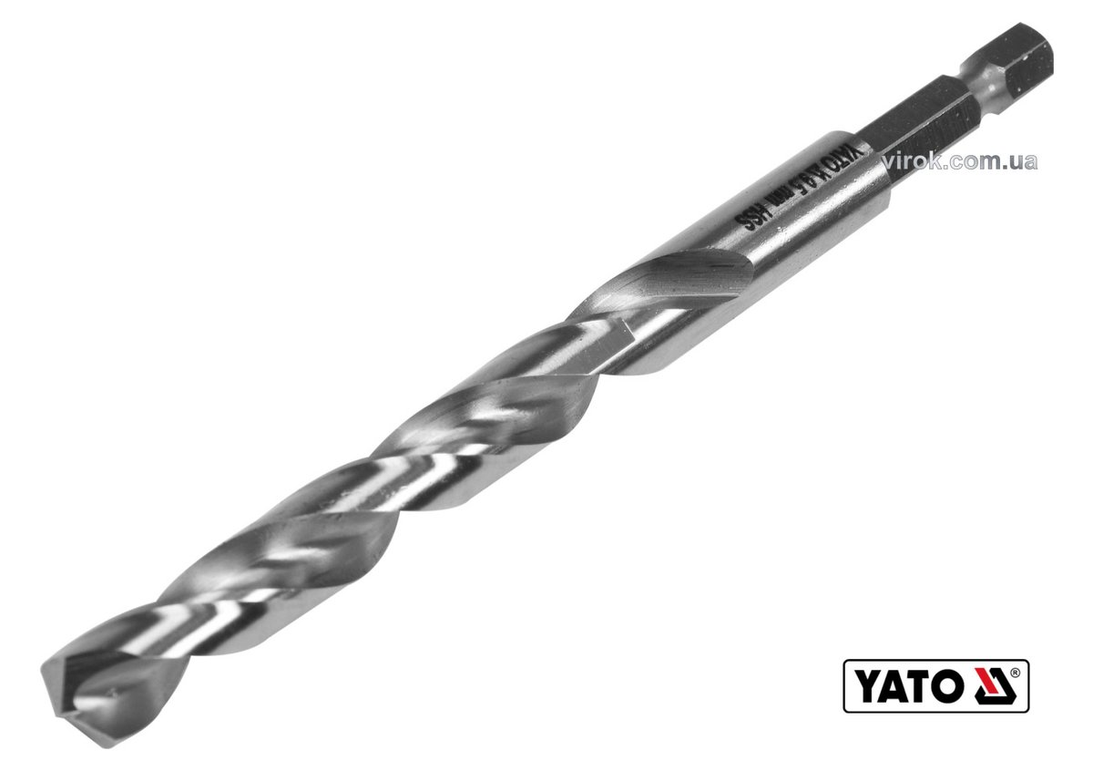 YATO Свердло по металу YATO: HSS6542, Ø=9.5мм, HEX-1/4", l=125/81мм, для нержав., конструкт., легов.