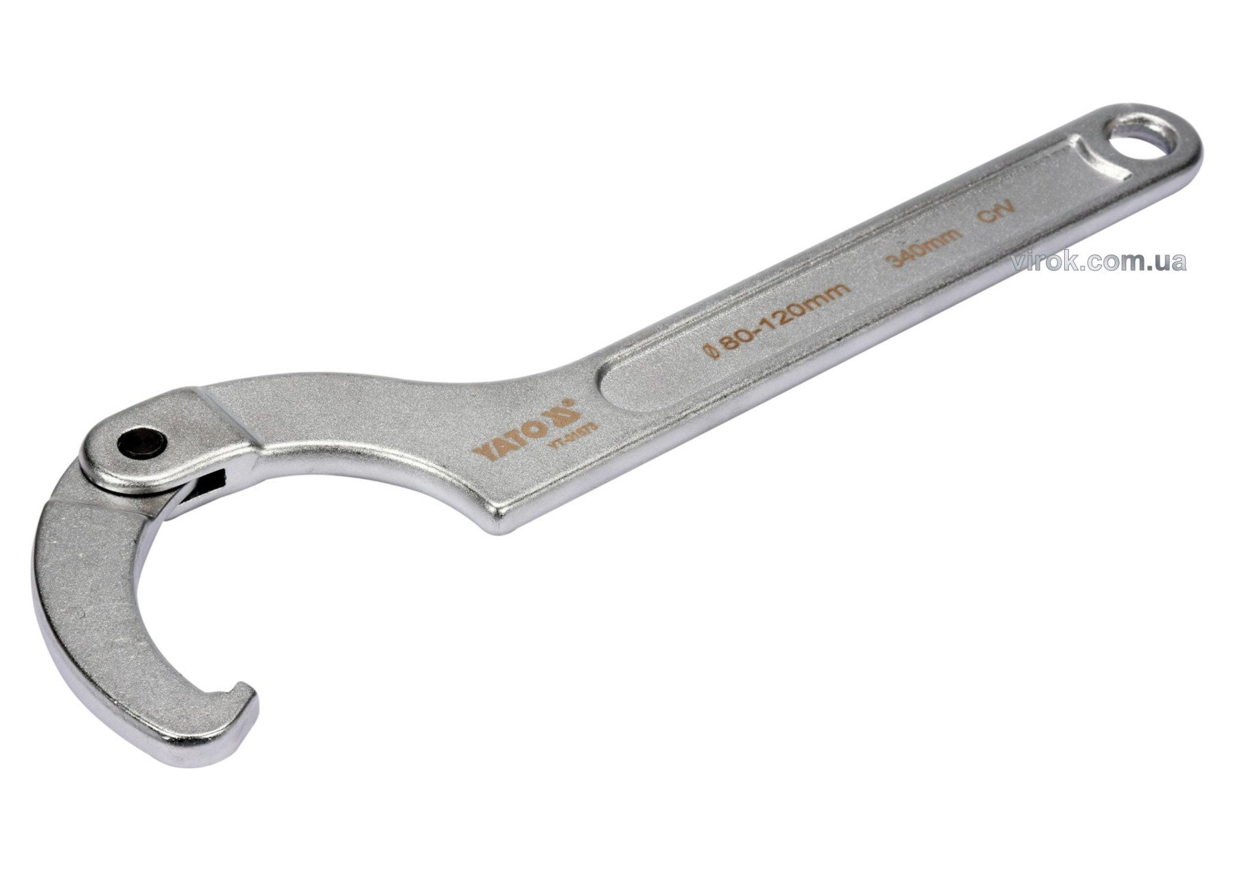YATO Ключ гаковий з носиком на шарнірі в діапаз. M= 80-120 мм, Хр-Ванад., L= 340 мм