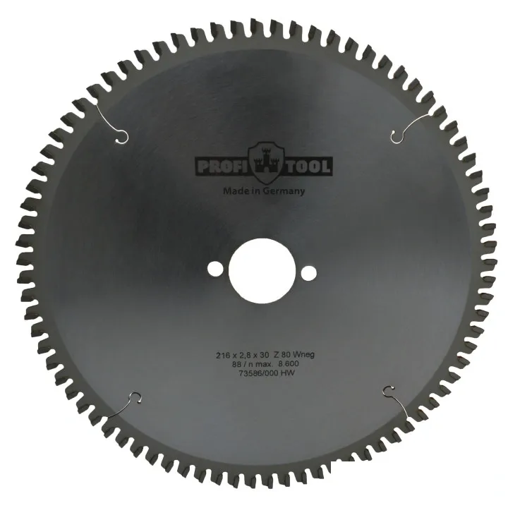 Диск пильный по дереву 216х2.8х1.8х30 мм, Z=80, форма зуба Wneg (ATBneg), поперечный рез PROFITOOL