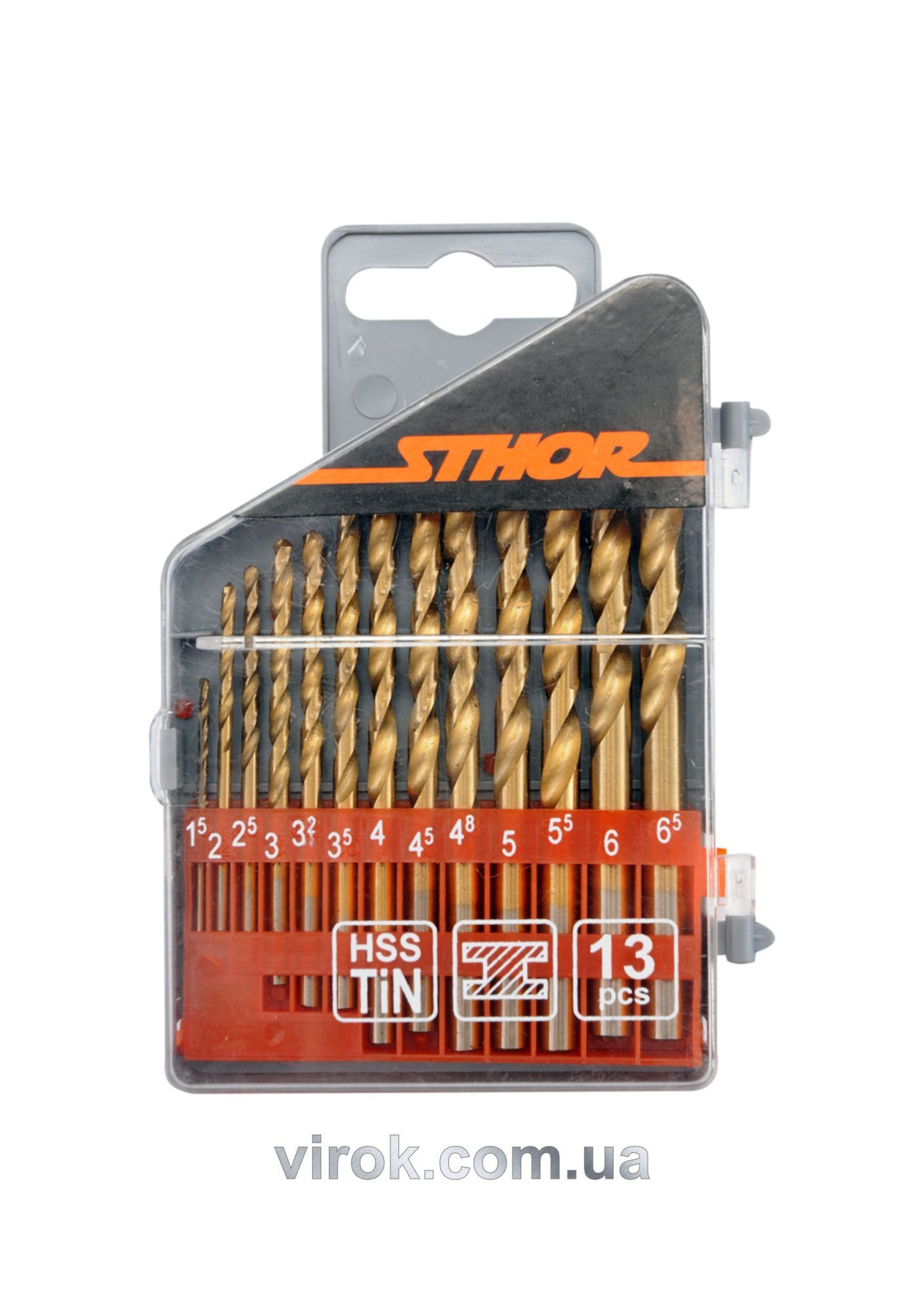 STHOR Набір свердл по металу титанових : HSS-TiN. Ø= 1,5 - 6,5 мм. 13 Шт.  | 22300