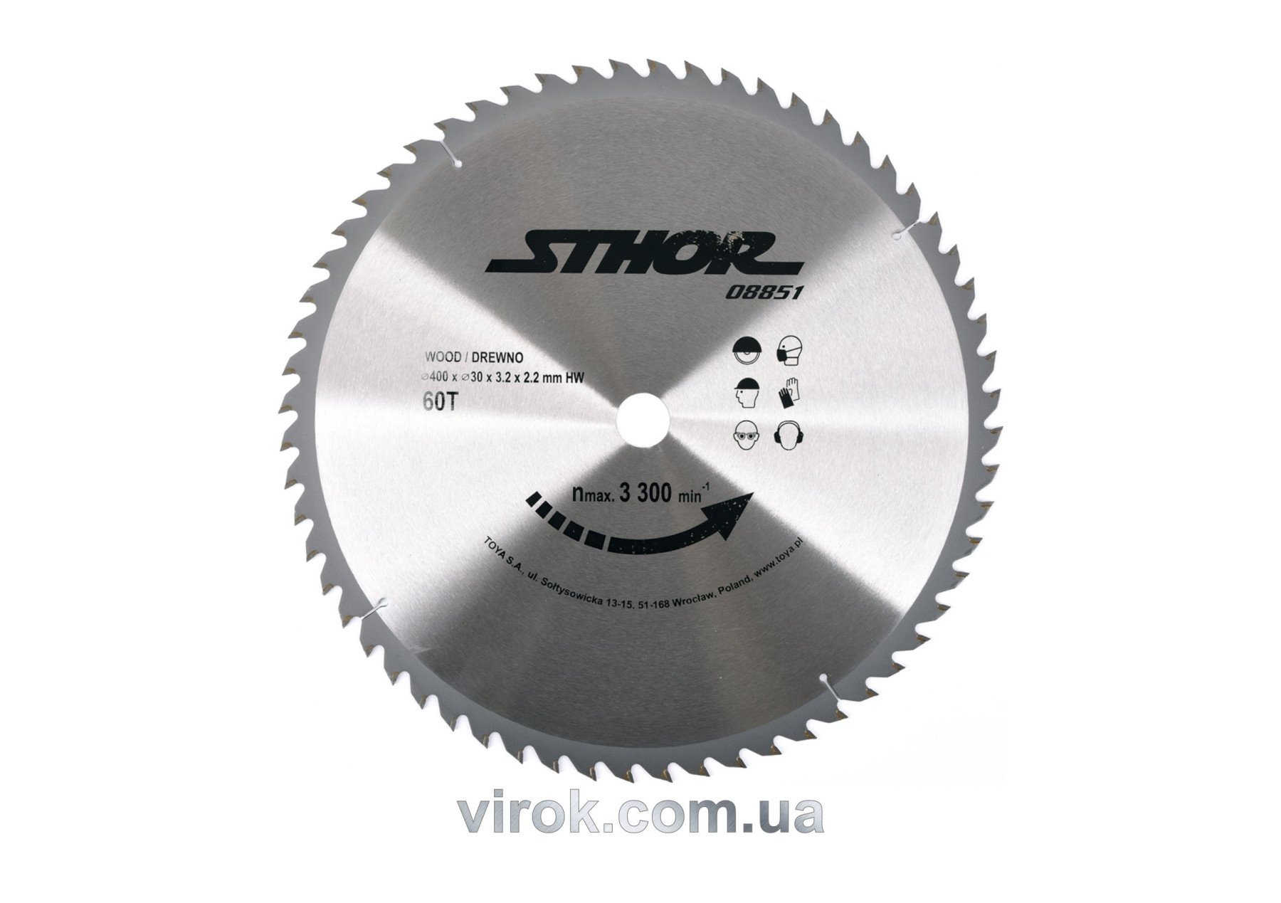 STHOR Диск пильний по дереву . Ø= 400/30 мм, h= 3,2 мм, 60 зубів  | 08851