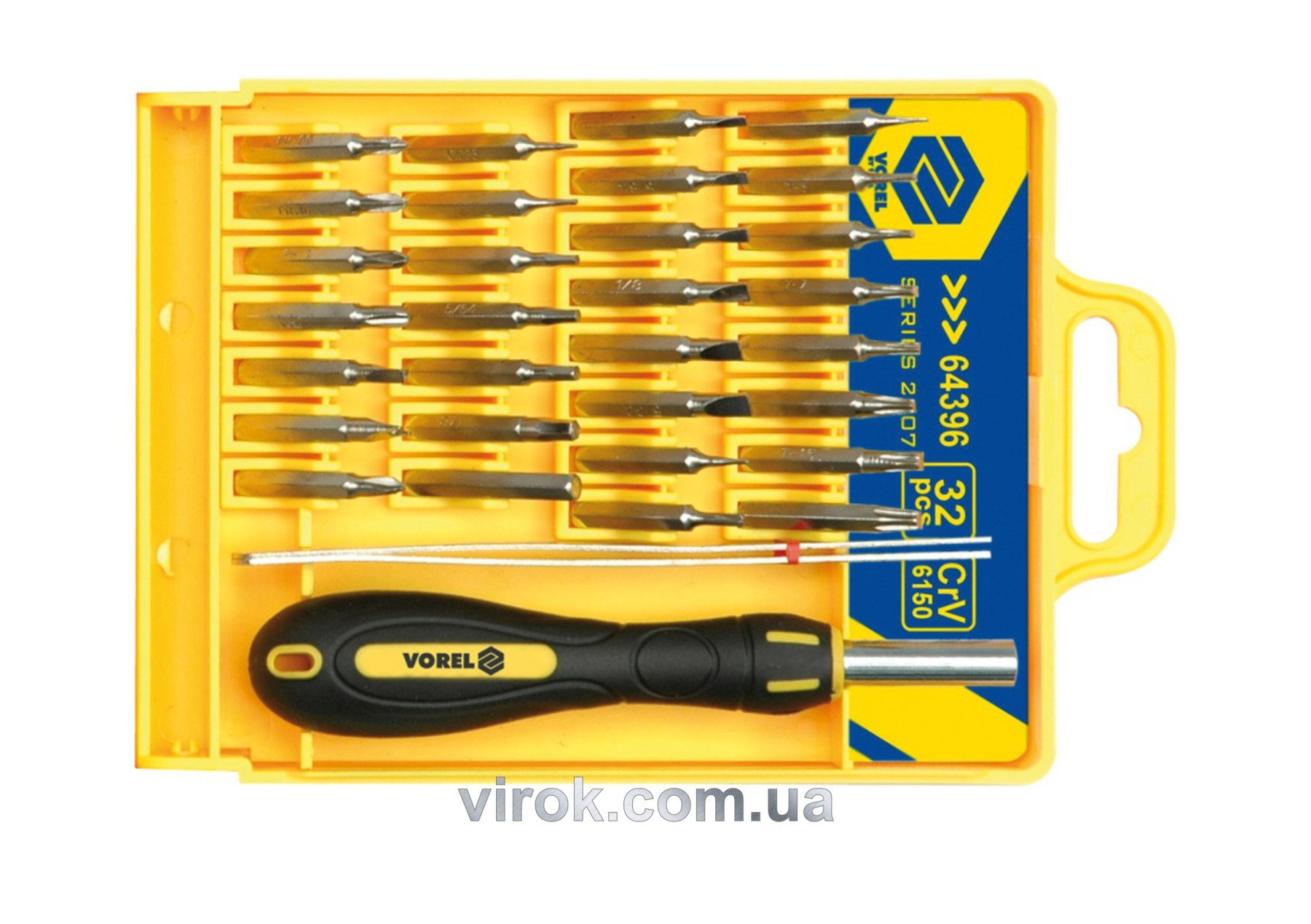 VOREL Викрутка для точних робіт з насадками Набір 32 шт.  | 64396