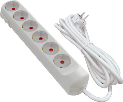 Подовжувач мережевий VIROK: l= 2 м, з 6 гніздами із заземленням