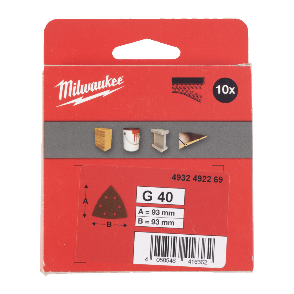 MILWAUKEE Шлифовальные листы 93 X 93 H&L GR 40 - 10шт. | 4932492269