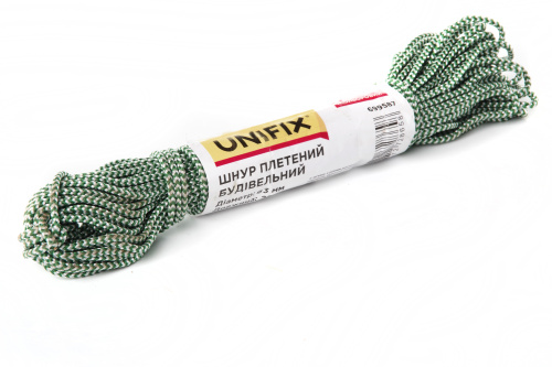 Шнур плетеный цветной строительный 3мм 20м UNIFIX