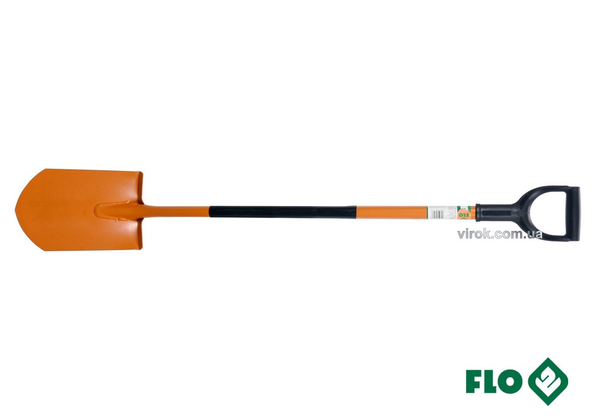 FLO Лопата штикова гостра : металева основа HRC 45, пластикова ручка  | 35721