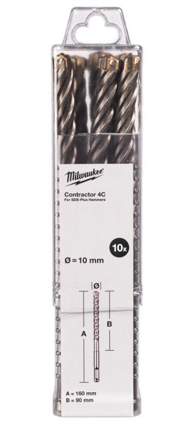 MILWAUKEE Бур SDS-PLUS 4C Contractor Ø10х160мм, (10шт) | 4932498887
