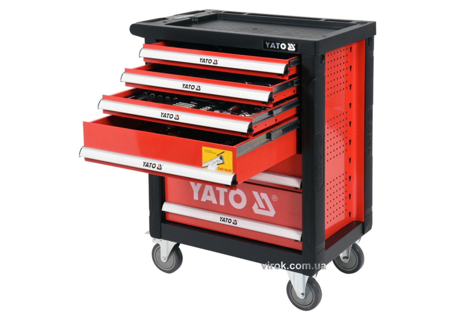 YATO Шафа з інструментами YATO, на колесах, 6 шуфляд, 97x 77x 47 cм, набір 185 шт.  | YT-55307