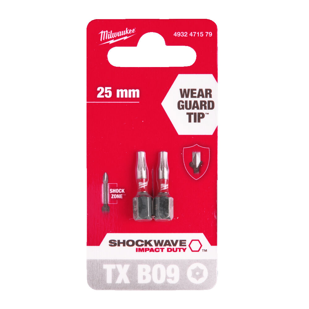 MILWAUKEE Біта SHOCKWAVE , TX BO9, 25мм, (2шт) | 4932471579