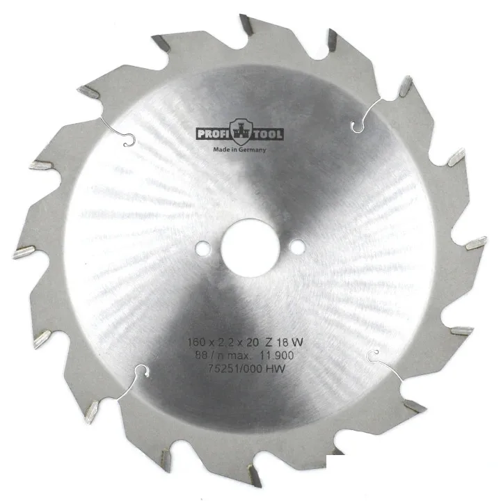 Диск пильный по дереву 160х2.2х1.4х20 мм, Z=16, форма зуба W (ATB), продольный рез PROFITOOL
