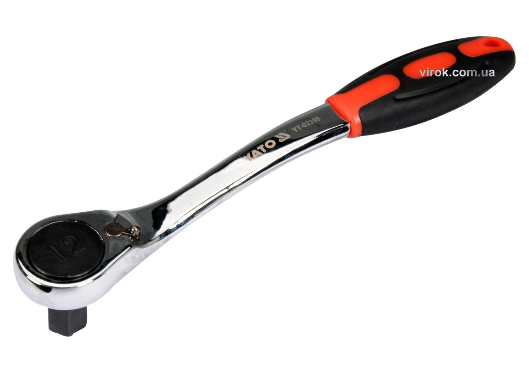 YATO Тріщатка з шестигранником, вигнута YATO: HEX12, HRC 42-48, 72T, Cr-V, з прогумованою ручкою (DW