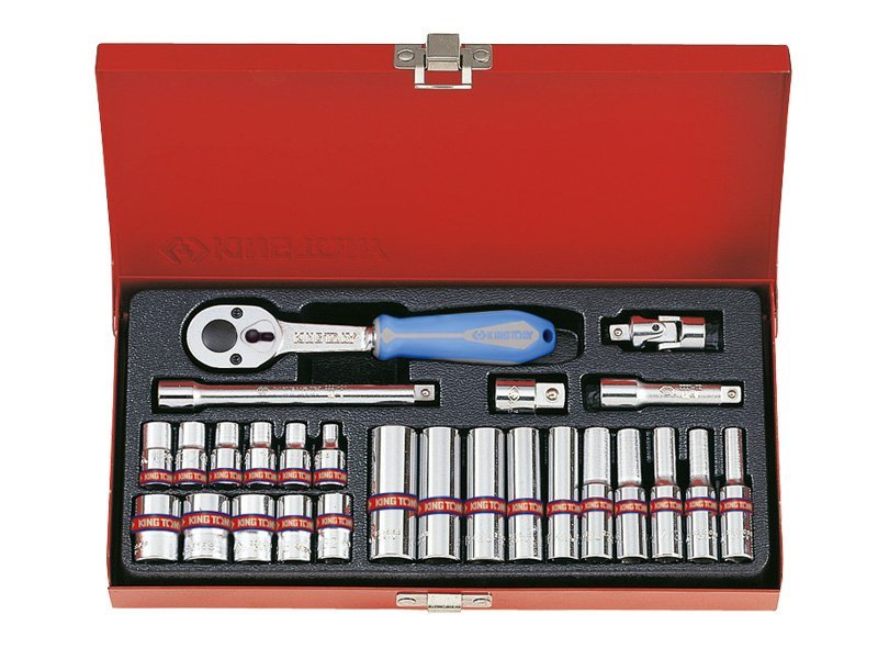 KING TONY Набор головок 1/4" 26 ед. 6-ти гранные,короткие+длинные, дюймовые | 2526SR