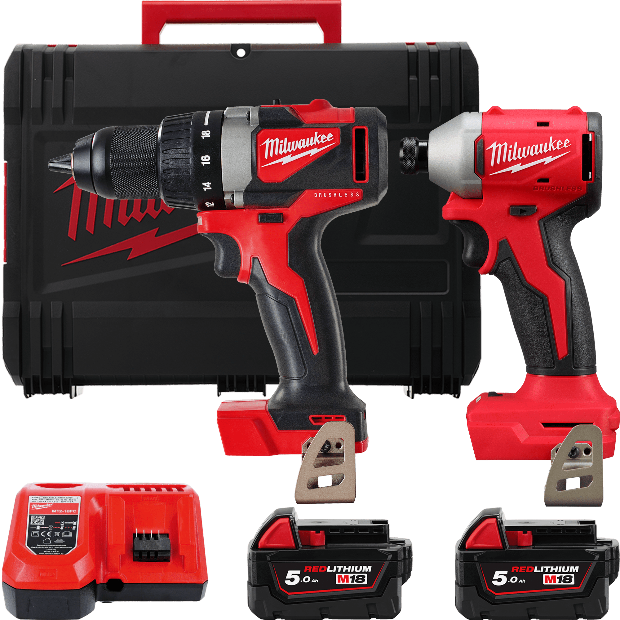 MILWAUKEE Набір інстр.акум., M18 BLPP2B3-502X (BLDD2, BLIDR, зар.пр., 2акум.Х5Аг, HDкейс)