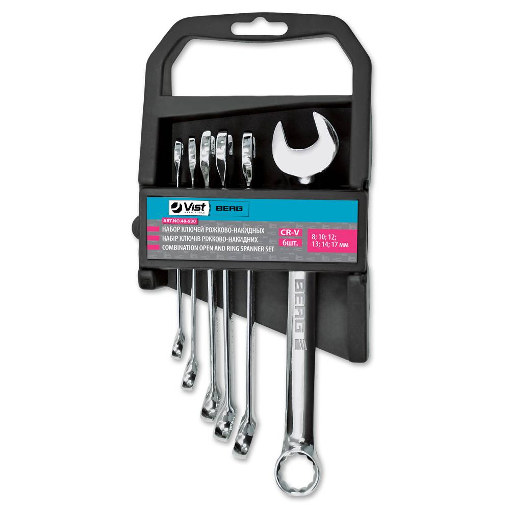 Набір ключів ріжково-накидних, Cr-V, 6 шт. (8-17 мм) Berg | 48-930