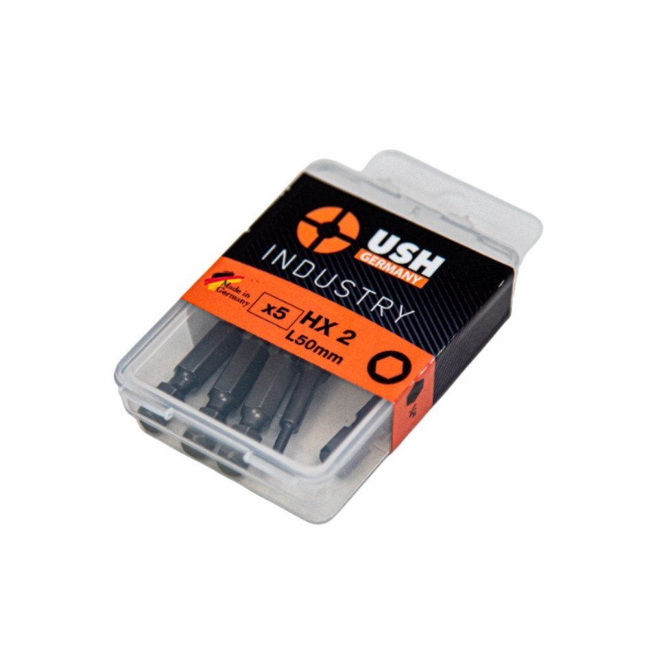 Насадка викруткова USH Industry, подовжена: HEX 2 x 50 мм, Уп. 5 шт.
