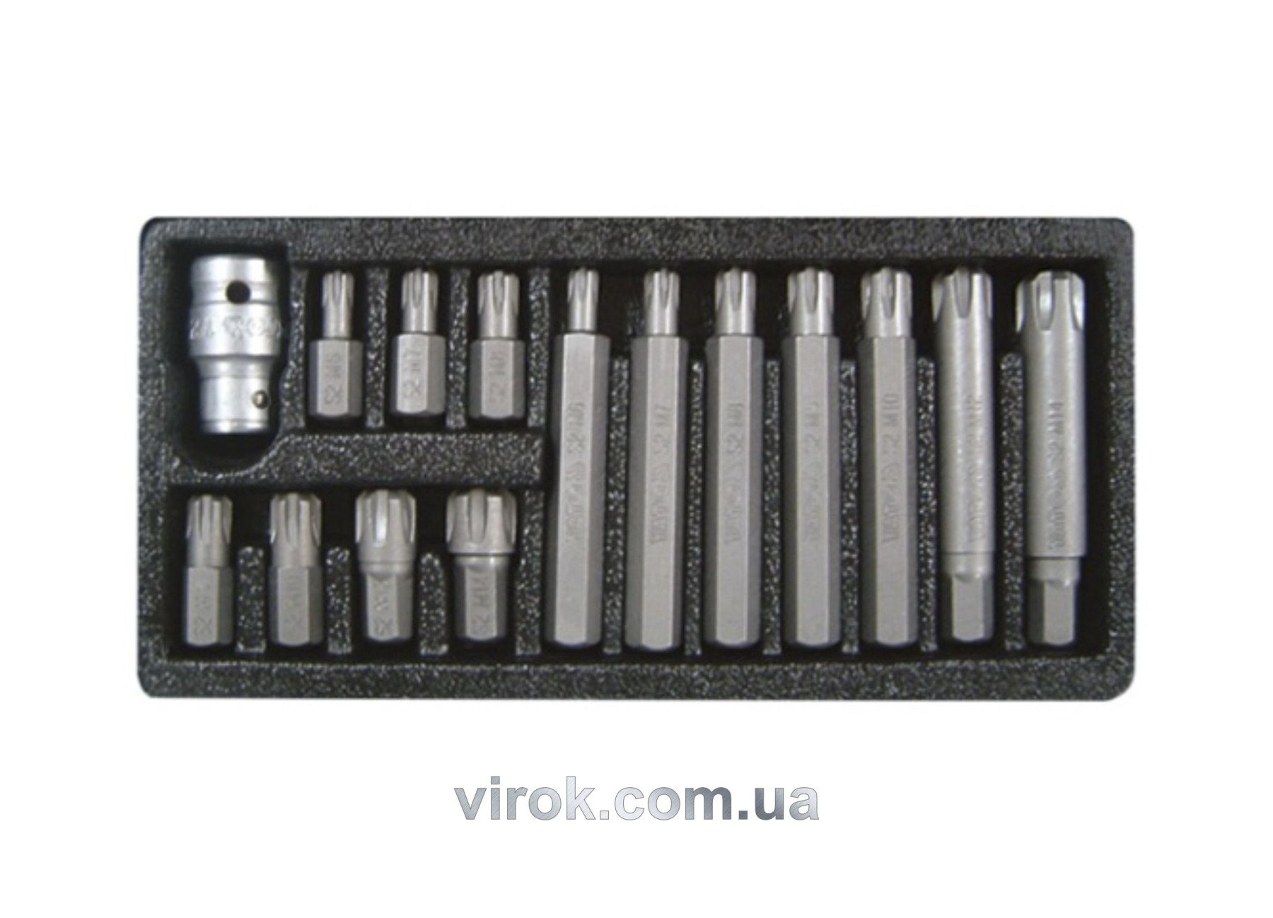 YATO Набір насадок викруткових YATO : "RIBE", L= 30, 75 мм, адаптер 1/2", металевий кейс. 15 шт  | Y