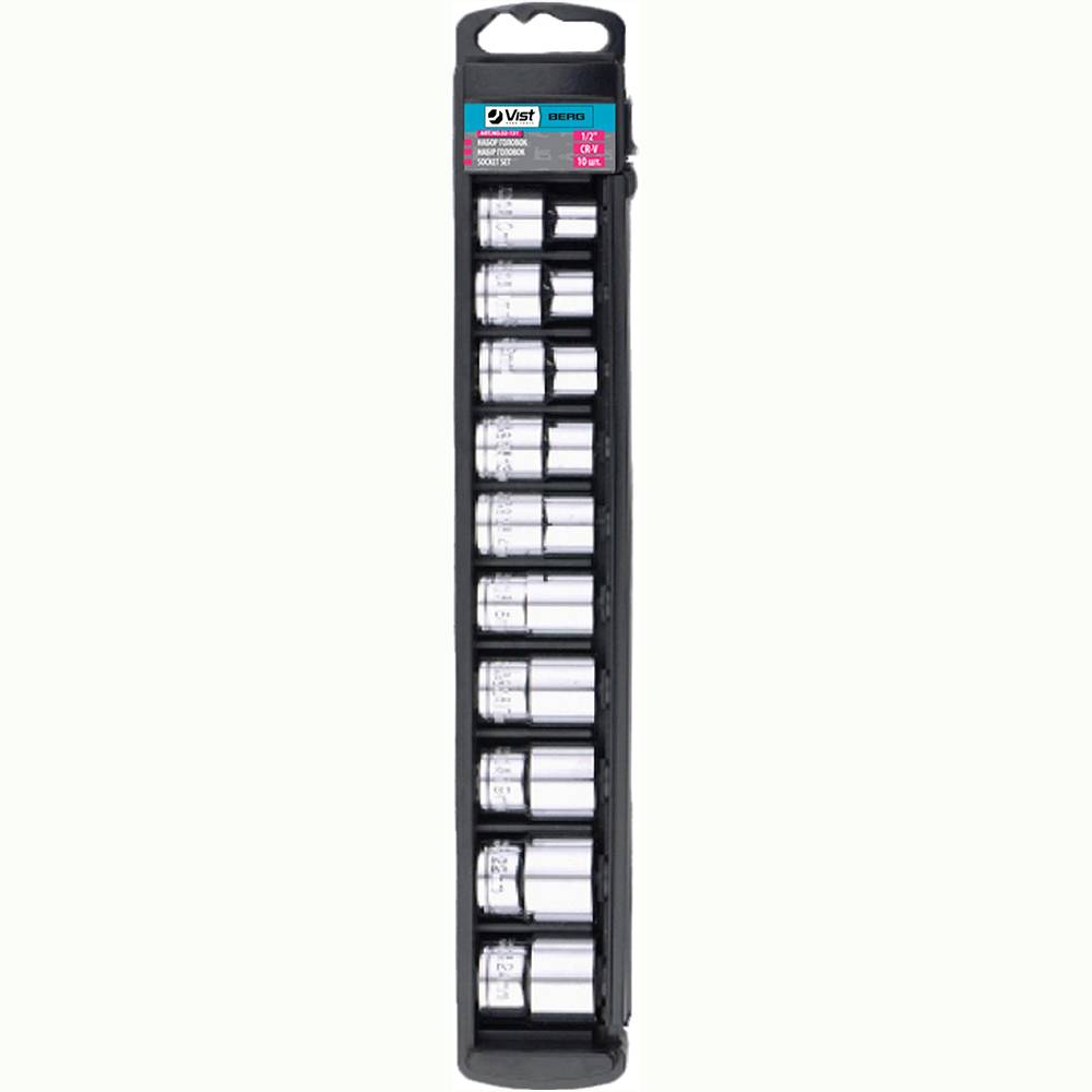 Набір головок на тримачі, 1/2 (10-24мм), Cr-V, 10шт Berg | 52-131