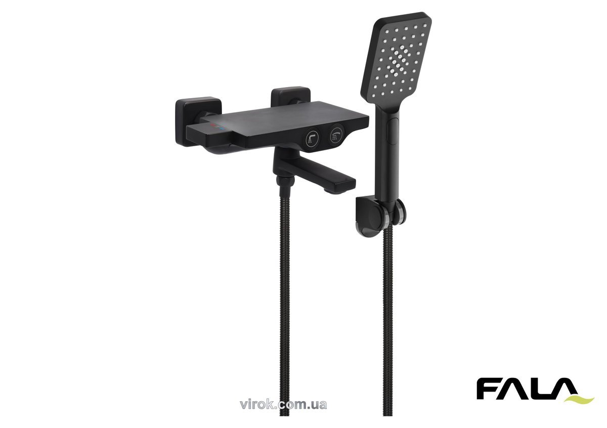 FALA Змішувач води для ванни з душом "NOIR 2" з кульовим регулятором, латунний корпус  | 75888