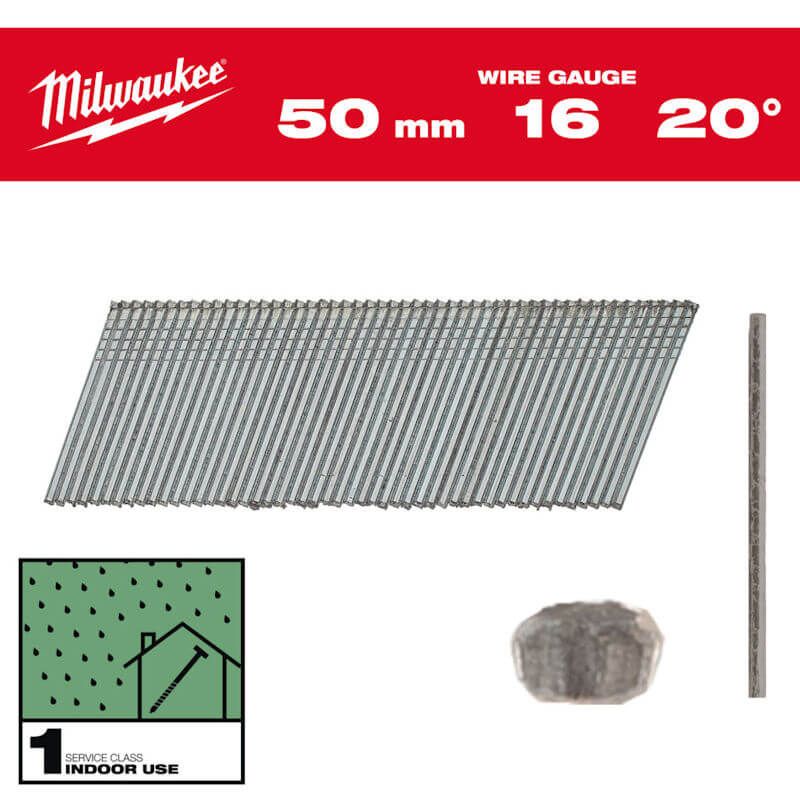 MILWAUKEE Цвяхи 16G, 20°/50мм, (2000шт.) | 4932492585