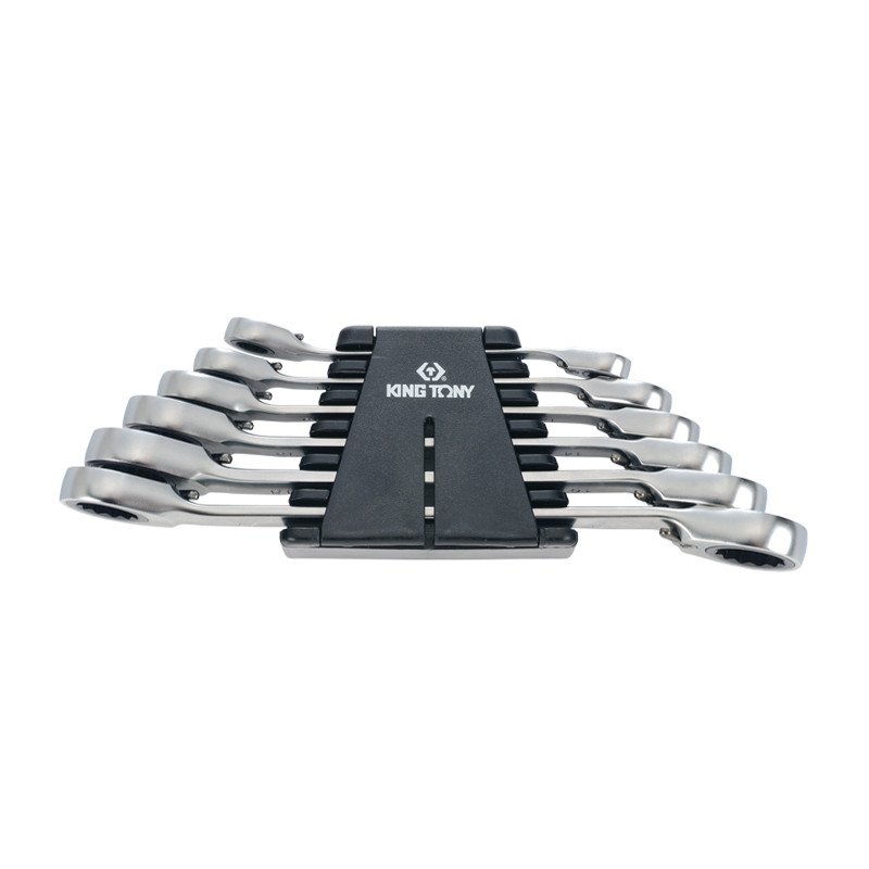 KING TONY Набор ключей накидных 6шт. (8-19 мм) с трещеткой | 12706MR