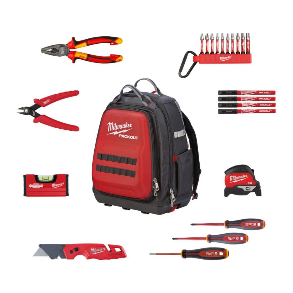 MILWAUKEE Набір ручного інструмента електрика PACKOUT, (23шт) в рюкзаці