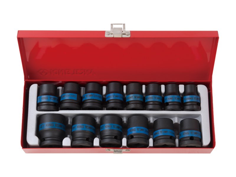 KING TONY Набор головок ударных 1/2" 14 ед. 6-ти гранные, 10-27 мм | 4414MP