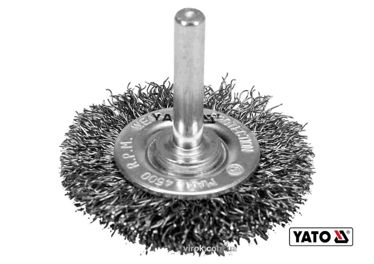 YATO Щітка зачисна дискова з нержавіючої сталі до дрилі YATO: Ø=50мм, шпиндель Ø=6мм, 4500 об/хв  | 