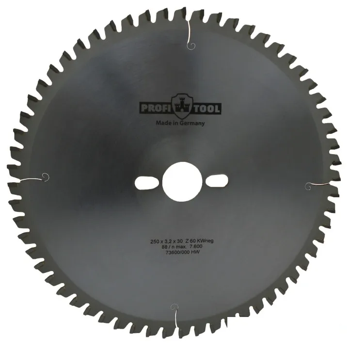 Диск пильный по дереву 250х3.2х2.2х30 мм, Z=60, форма зуба Wneg (ATBneg), поперечный рез PROFITOOL