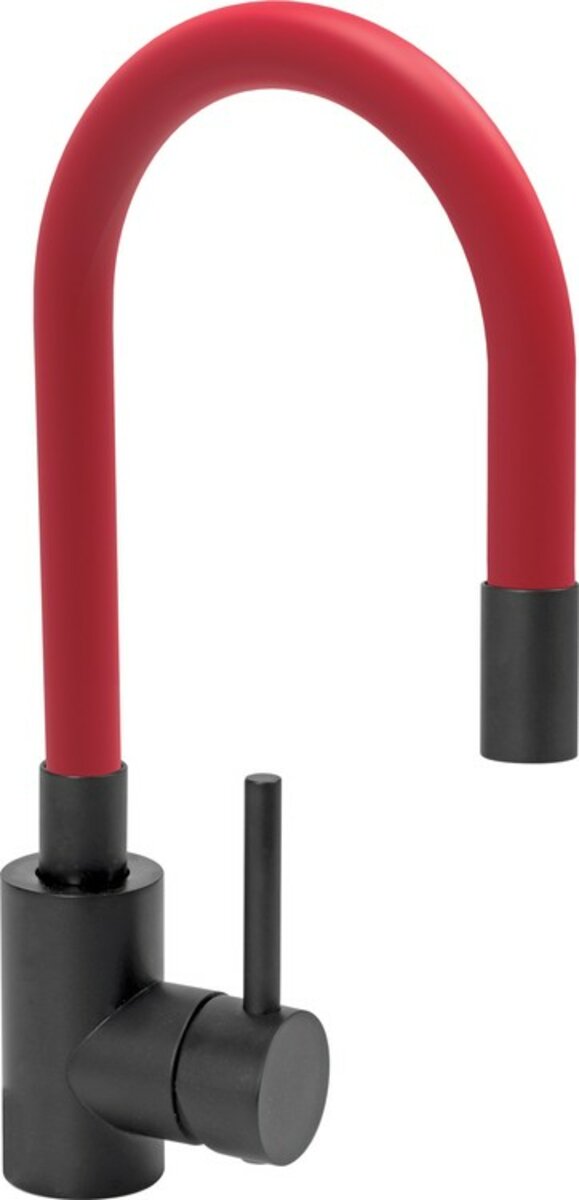 FALA Змішувач води "BLACK FLEXIBLE" для раковини з гнучкою червоною лійкою  | 75777