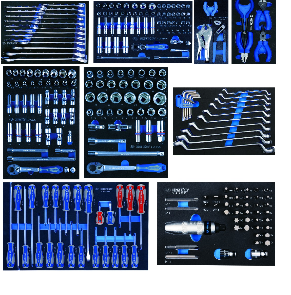 KING TONY Набор инструментов для тележки 259 пр. в мягких ложементах (без тележки) (EVA ложемент) | 