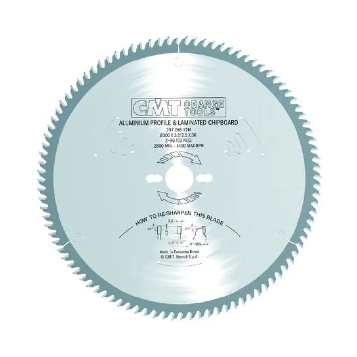 Диск пиляльний CMT 500х4х32 мм, Z 120, -6 град TCG, алюміній, ламінат, дерево (297.120.20P)