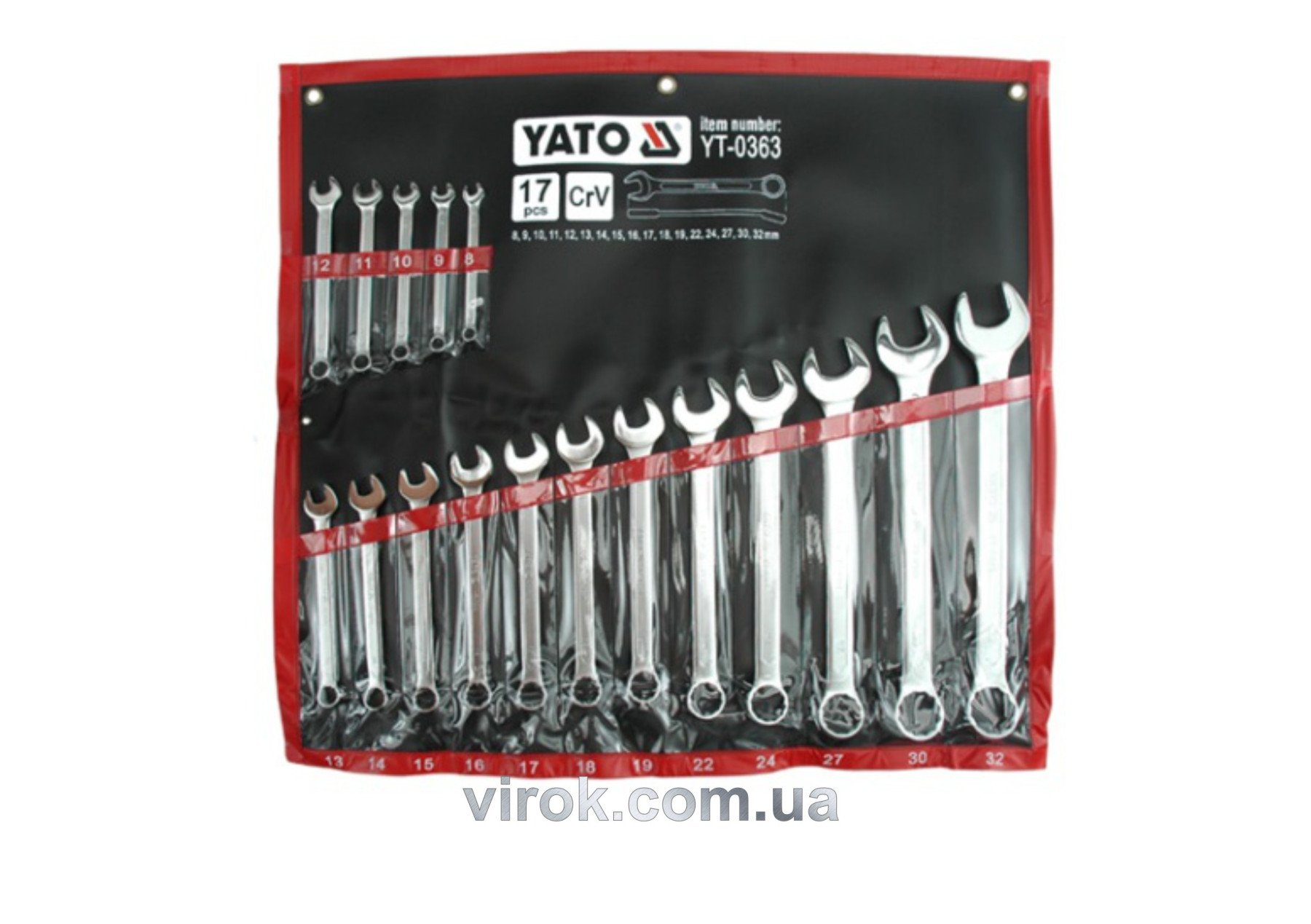 YATO Ключі ріжково накидні YATO : М= 8-32 мм, Набір 17 шт. САТИН  | YT-0363