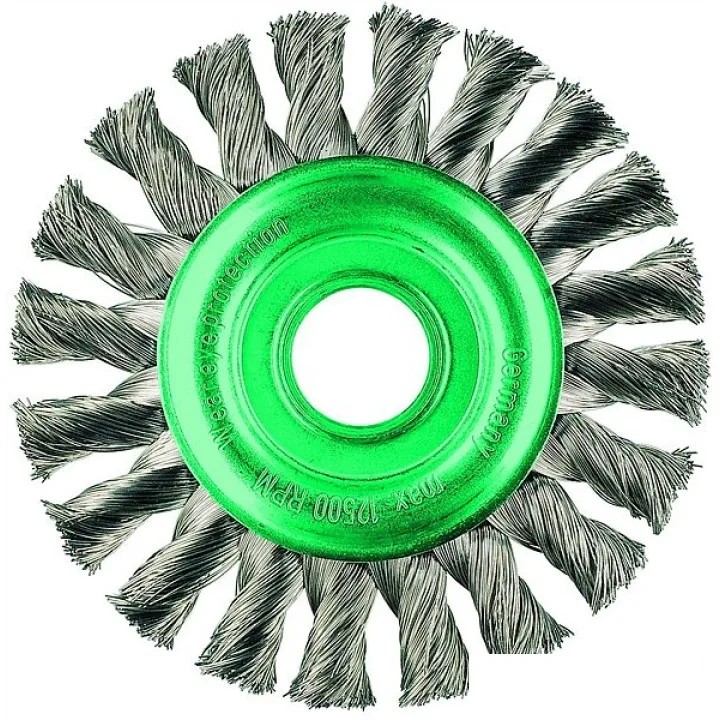 Щетка дисковая 125х22.2 мм, нерж. проволока 0.5 мм, Z20 жгутов, 12500 об / мин LESSMANN