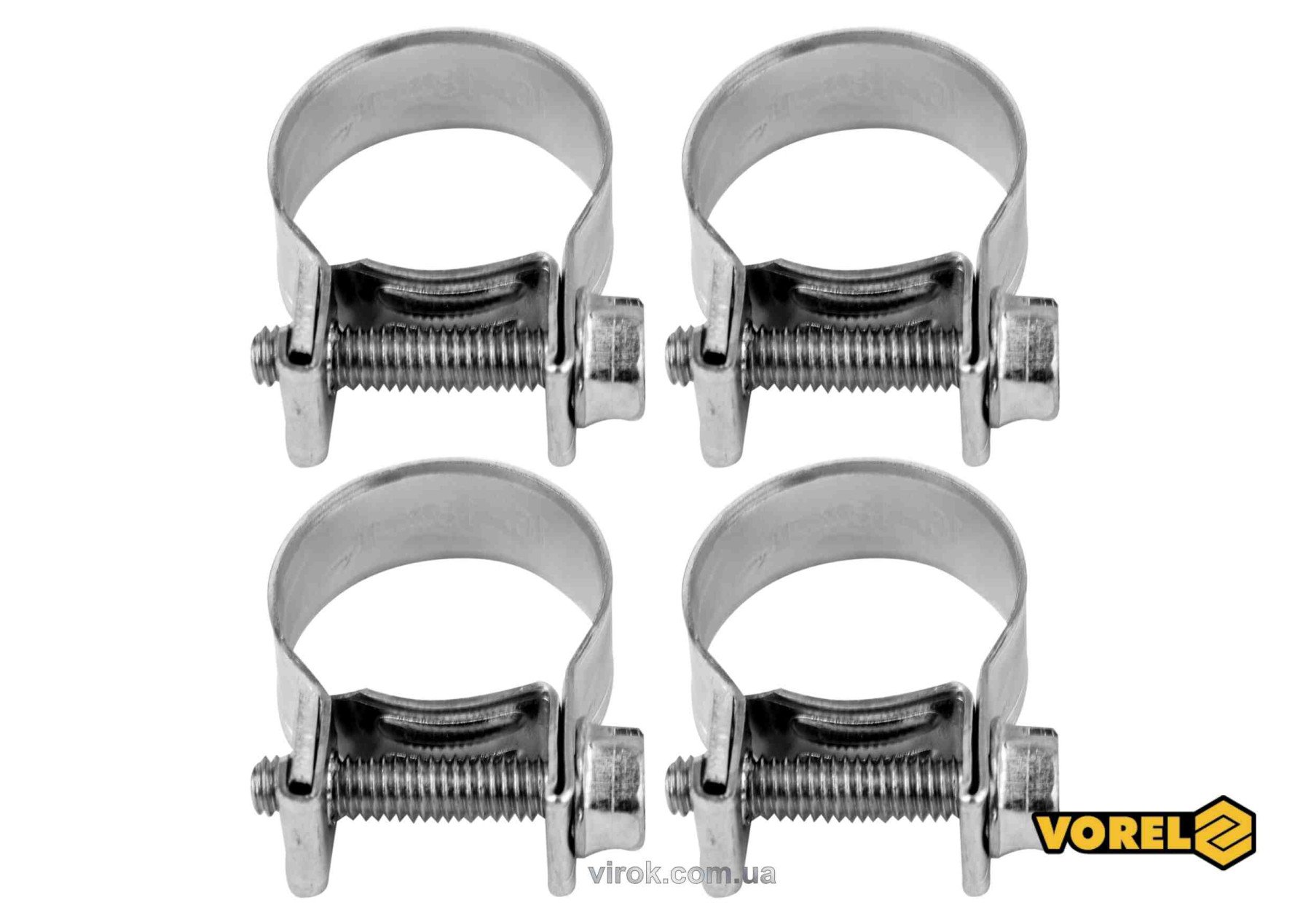 VOREL Хомут сталевий, з гвинтовим затискачем W1 : Ø= 16-18/ 9 мм, оцинкований, 4 шт.  | 73784