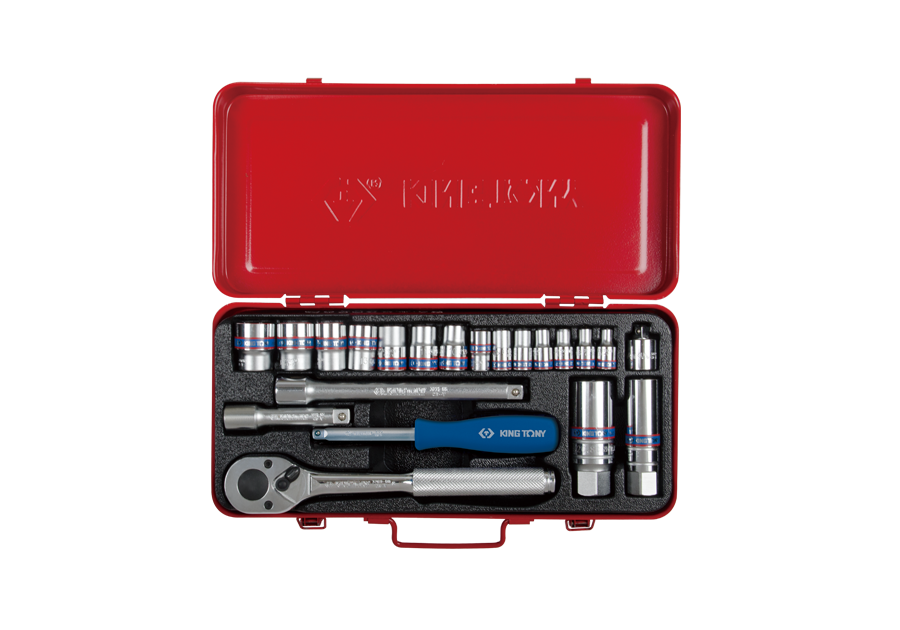 KING TONY Набор торцевых головок 21 предмет 3/8"&1/4" | 5522MR
