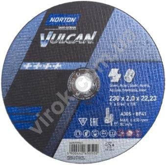 NORTON Диск відрізний по металу і нержав. сталі тм " VULCAN"; Ø= 230х22,2 мм, t= 2.0 мм | 70V106